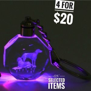 Dog Crystal Key Chain with LED Light 4 For $20